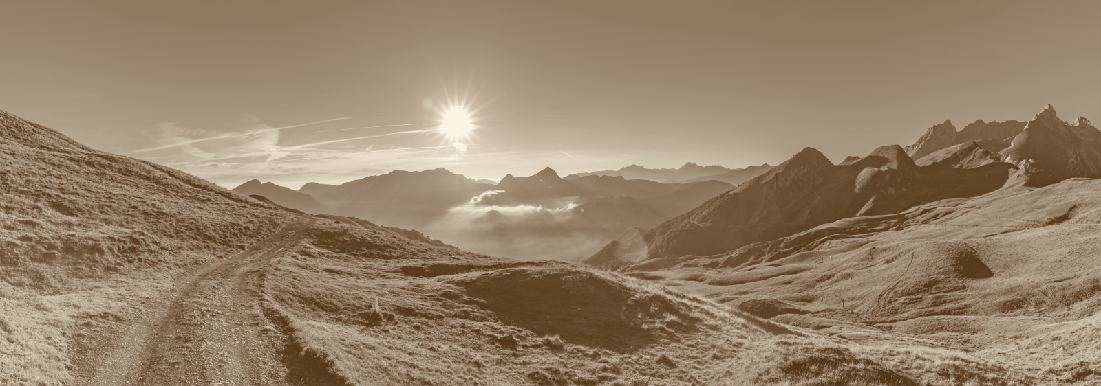 Sonnige Bergkulisse mit weitem Ausblick - Symbol für Orientierung, Fortschritt und nachhaltige Gesundheit.